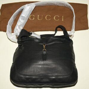 Gucci Calfskin Large New Jackie Shoulder Bag Black 223929